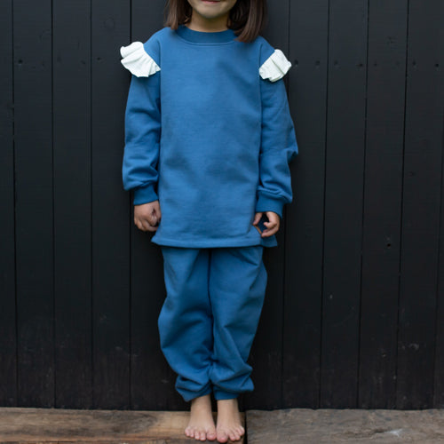 Pijama Franela Algodón - Puelo (Azul) con Vuelos