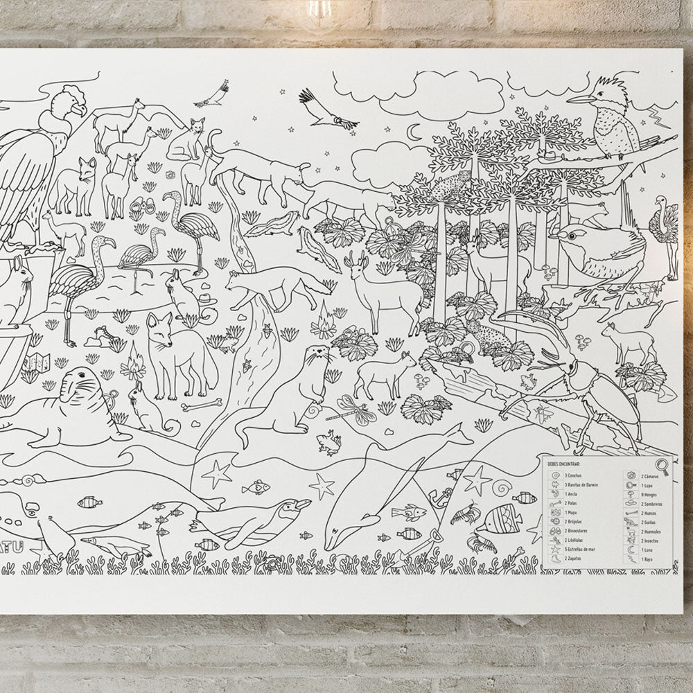 Poster Gigante de "Fauna Chilena" - Busca, Encuentra y Colorea