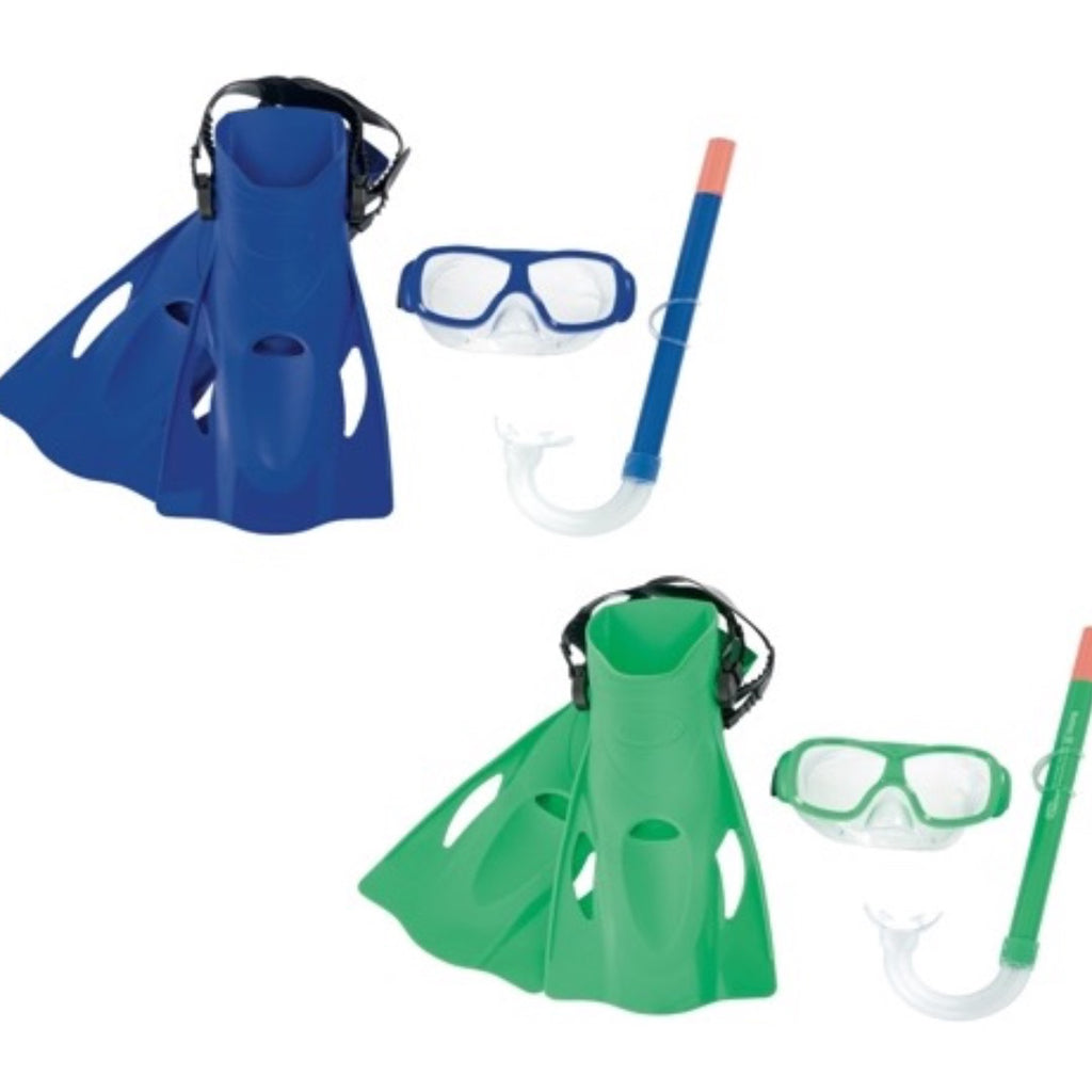 Set máscara de snorkel y aletas - Azul