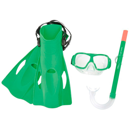 Set máscara snorkel + Aletas - Verde
